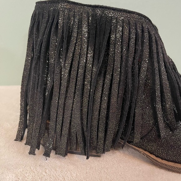 VERY G Bootie Womens 9 Sparkle Late Night Jean Fringe Ankle Boot Black VGLB0353 - Picture 3 of 9